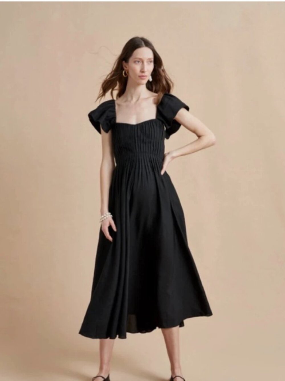 La Ligne Flavia Linen Blend Midi Dress